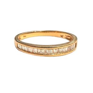 Solid 14k genuine baguette diamond channel set band